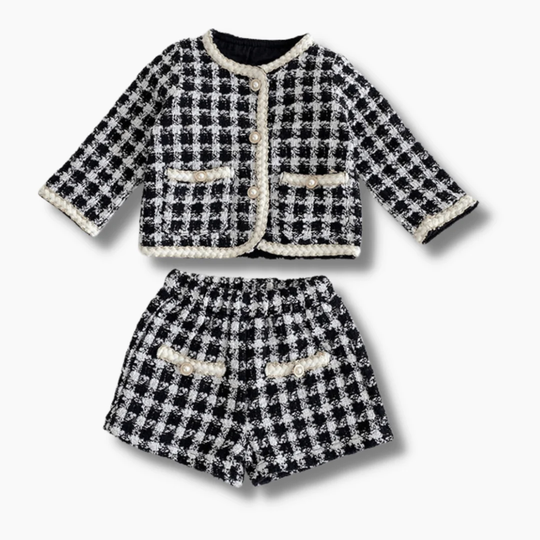 Two-Piece Plaid Blazer and Shorts Set - Image 2