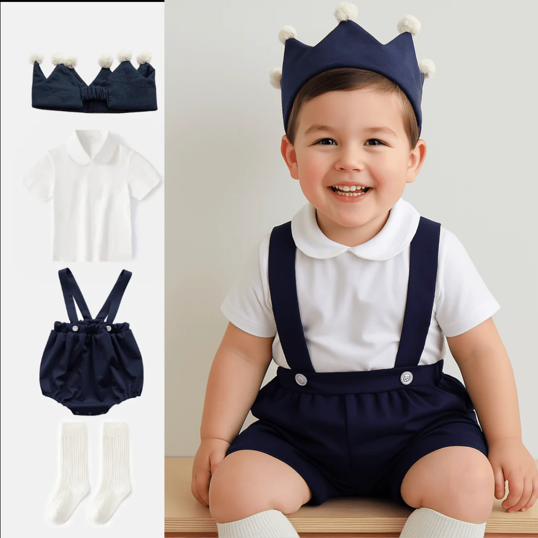 Unisex Baby Suspender Romper Set - Image 11
