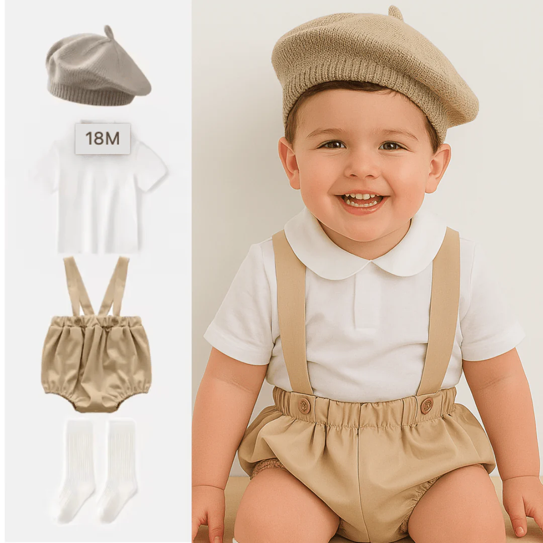 Unisex Baby Suspender Romper Set - Image 12