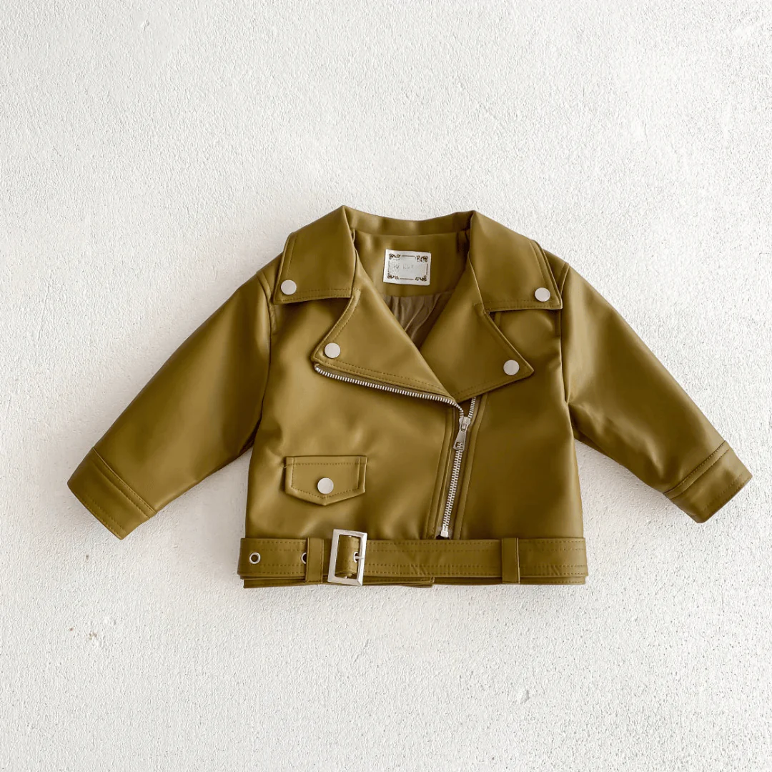 Unisex Faux Leather Moto Jacket for Kids - Image 7