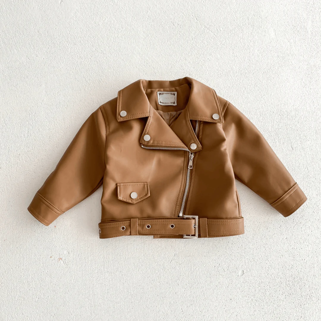 Unisex Faux Leather Moto Jacket for Kids - Image 8