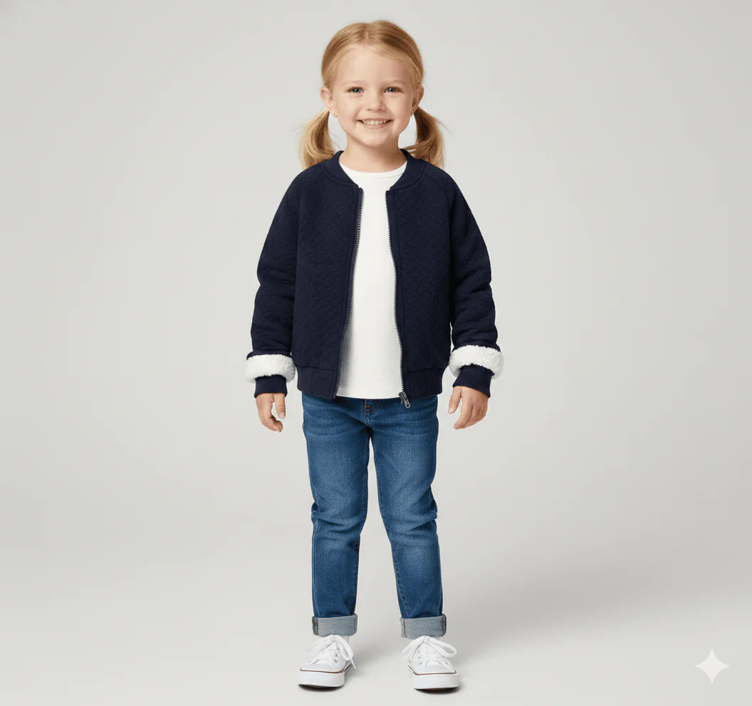 Unisex Fleece-Lined Bomber Jacket for Kids - Image 3
