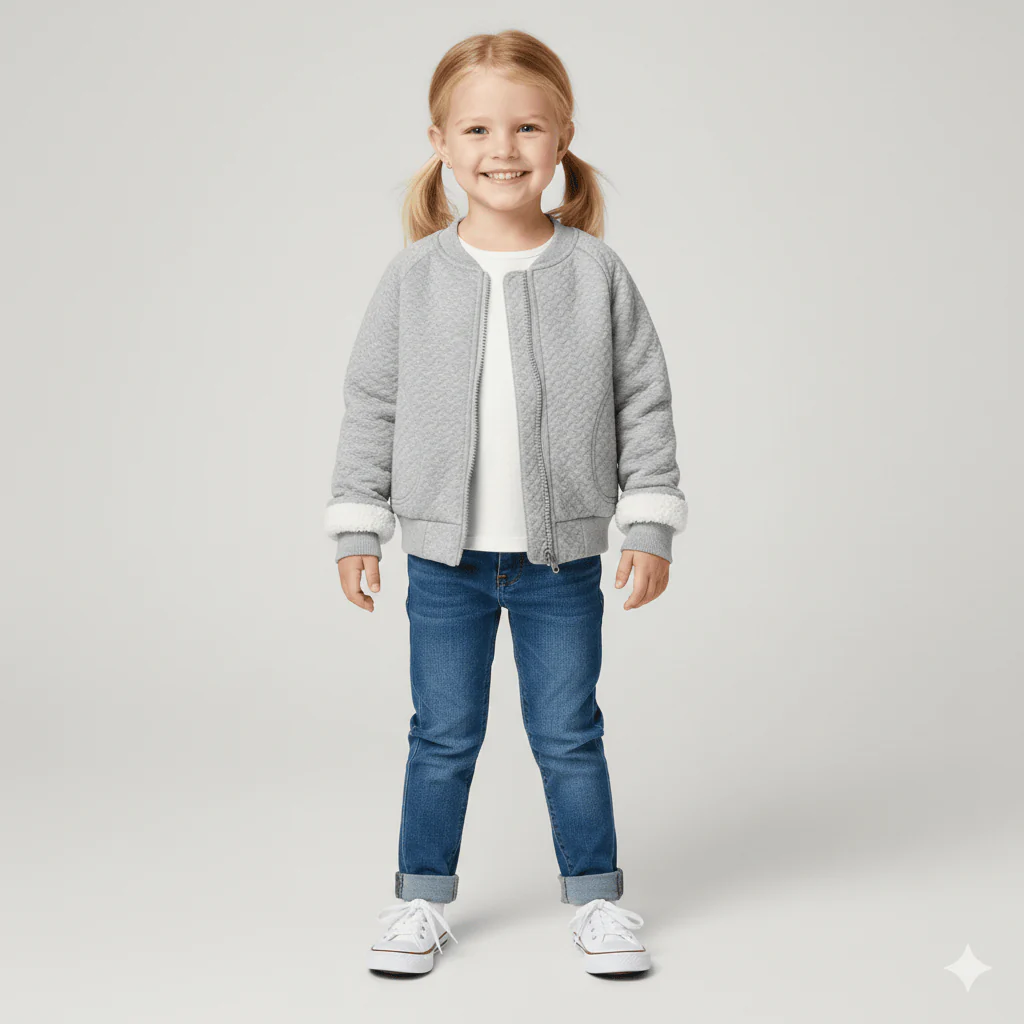 Unisex Fleece-Lined Bomber Jacket for Kids - Image 4