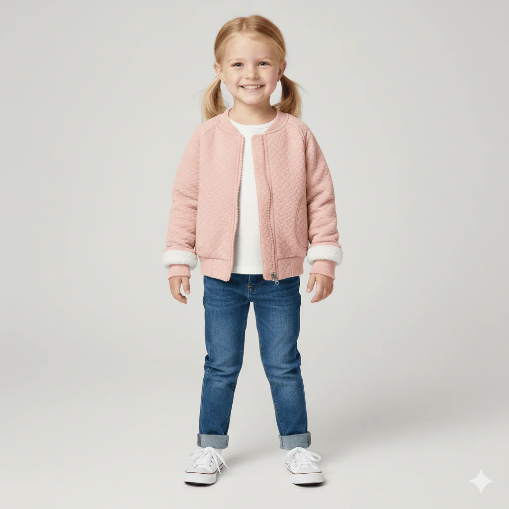 Unisex Fleece-Lined Bomber Jacket for Kids - Image 5