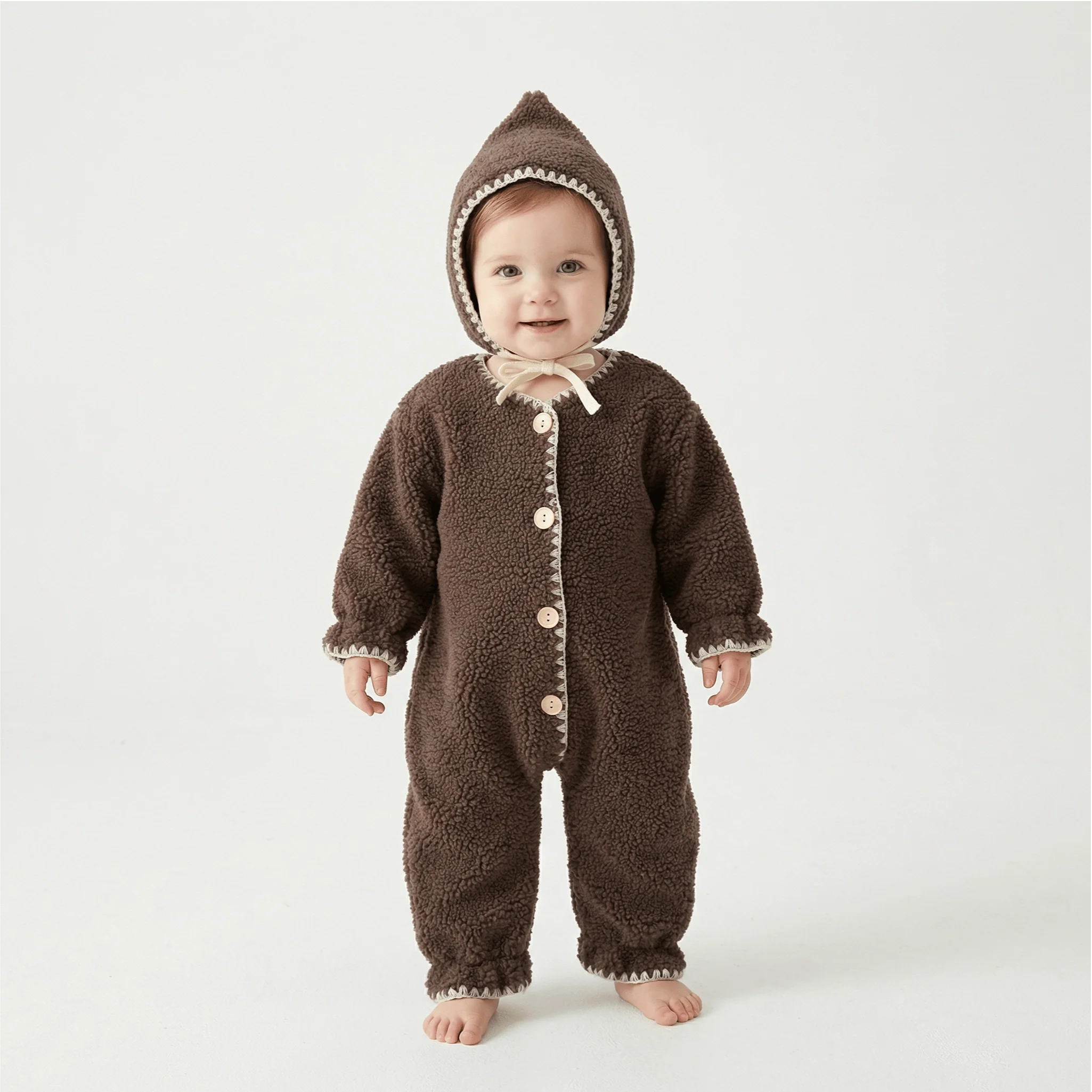Velvet Baby Jumpsuit & Hat Set - Image 4