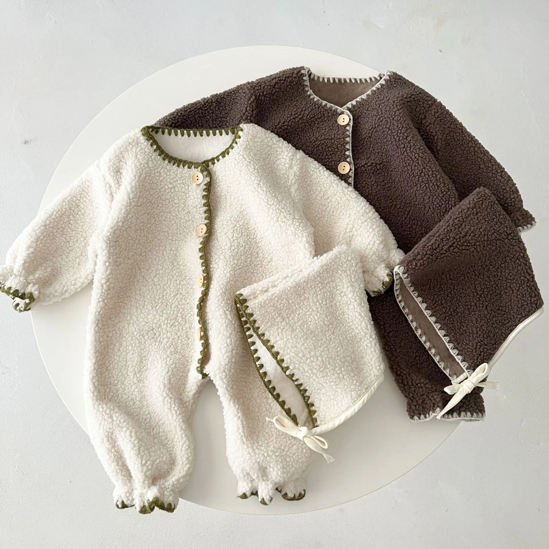 Velvet Baby Jumpsuit & Hat Set - Image 5