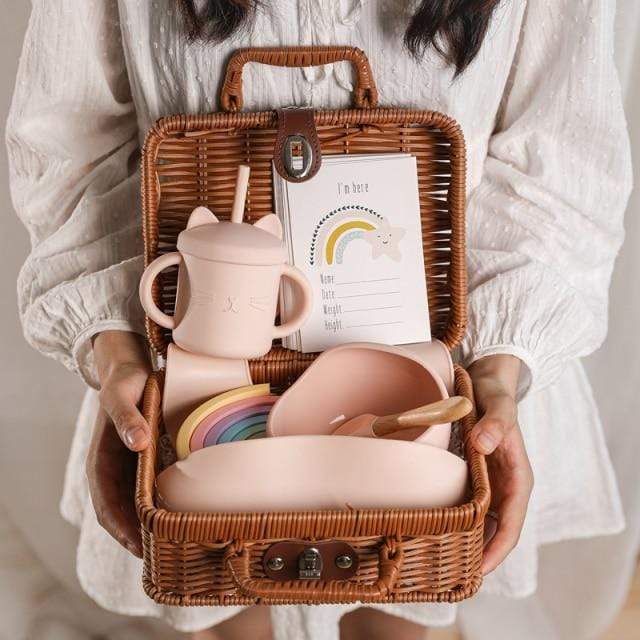Vintage Baby Gift Basket | 7-Piece Newborn Essentials Set - Image 4
