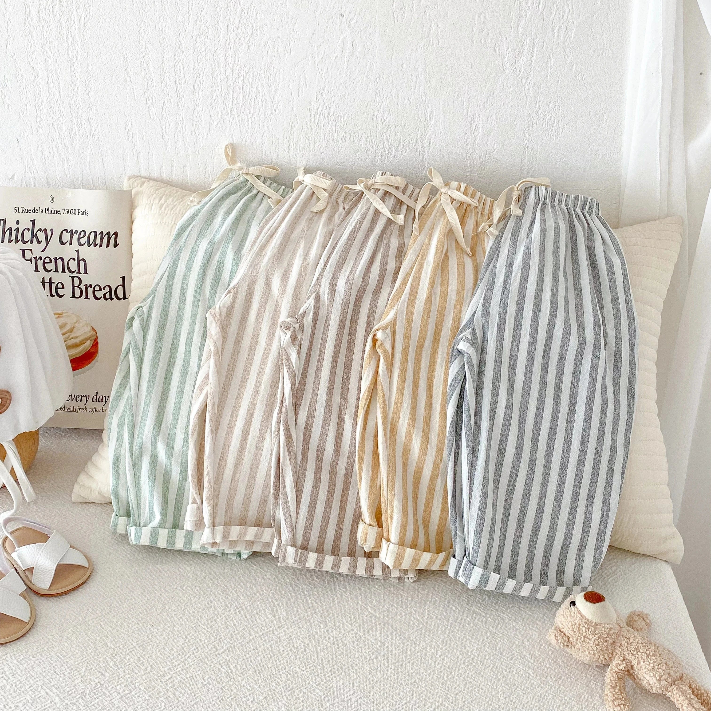 Vintage Striped Linen Cotton Pants - Image 3