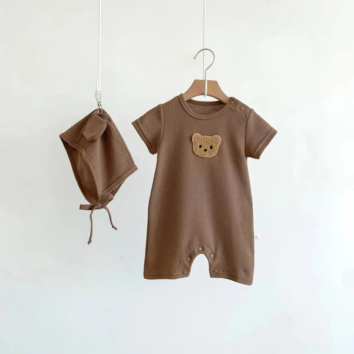 Waffle Patch Bear Baby Romper - Image 4