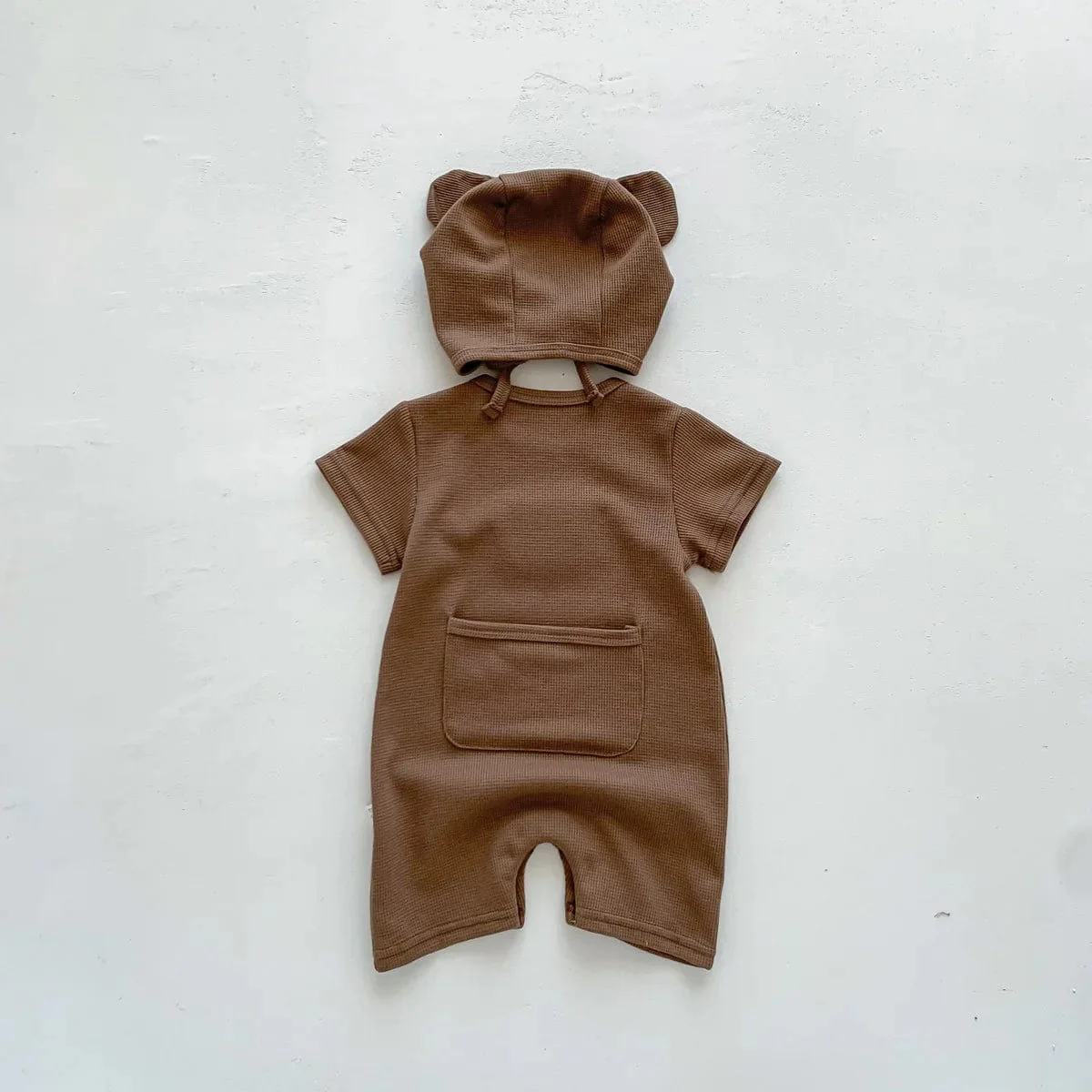 Waffle Patch Bear Baby Romper - Image 5