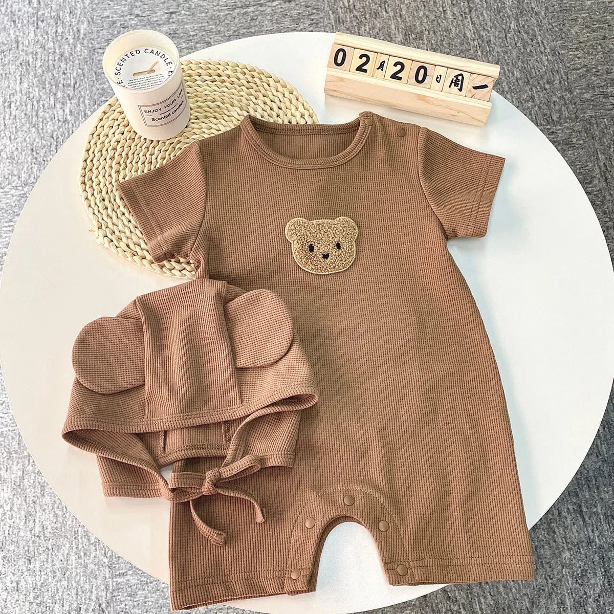 Waffle Patch Bear Baby Romper - Image 7