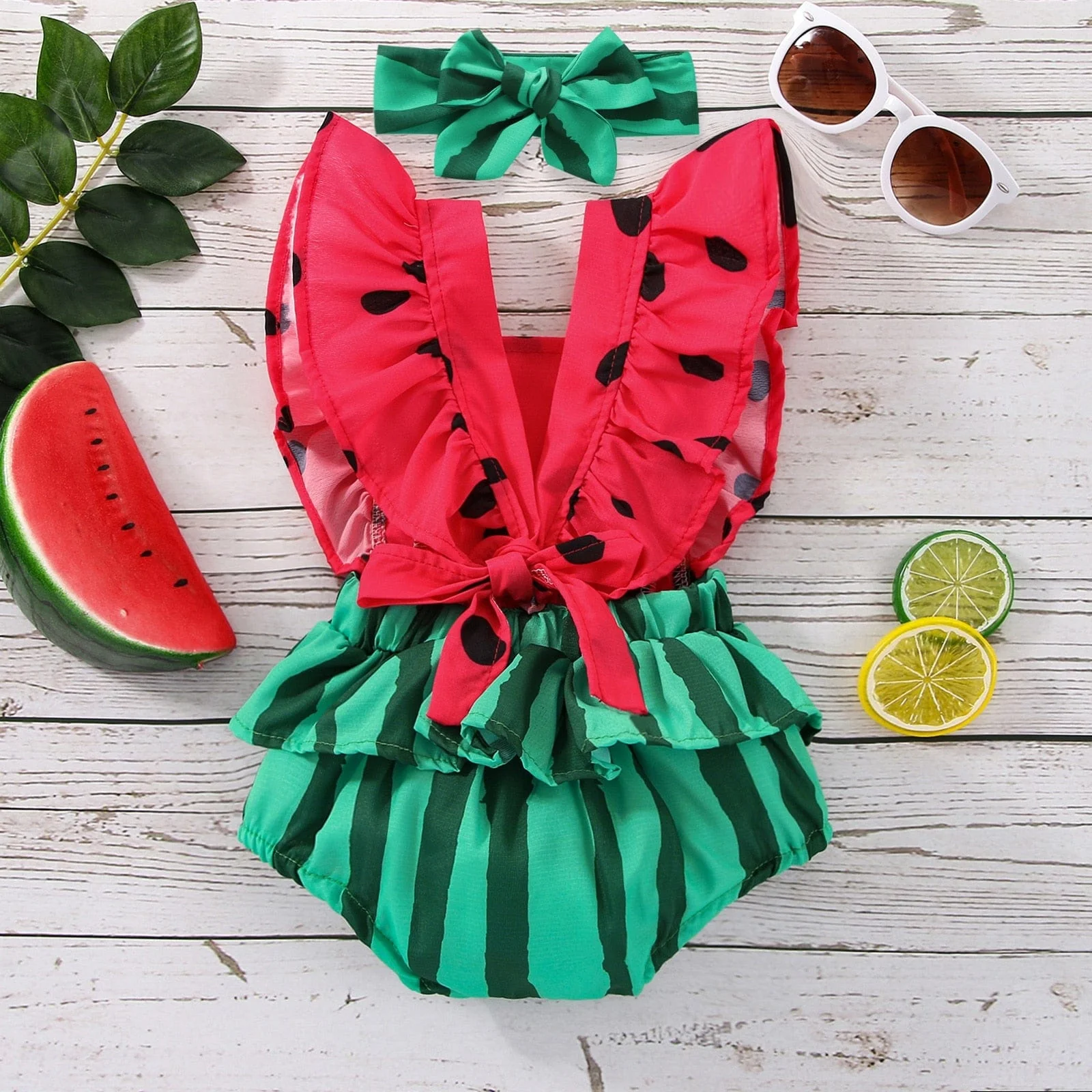 Watermelon Print Baby Romper - Image 5