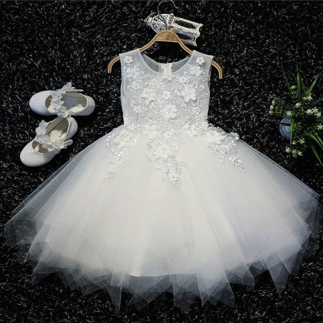 White Embroidered Flower Girl Dress - Image 2