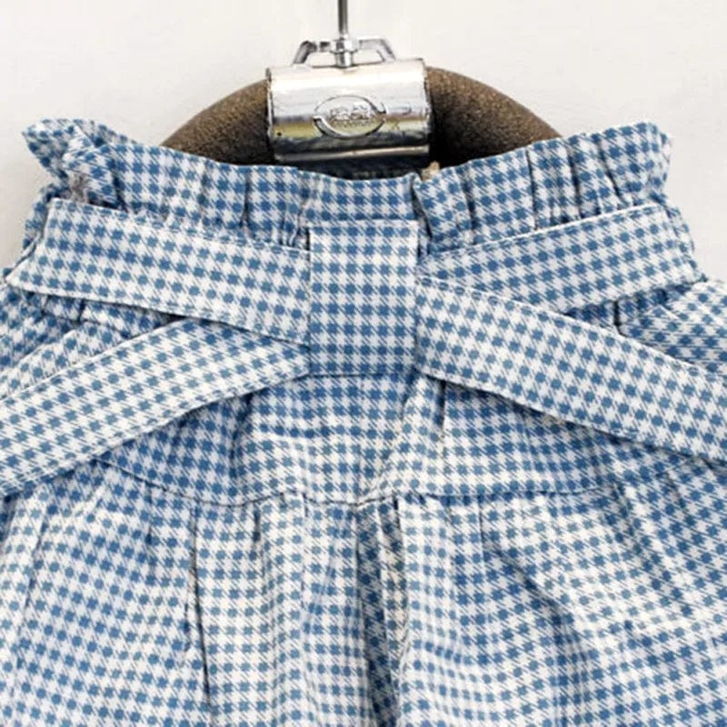 White Top and Plaid Skirt Shorts - Image 6