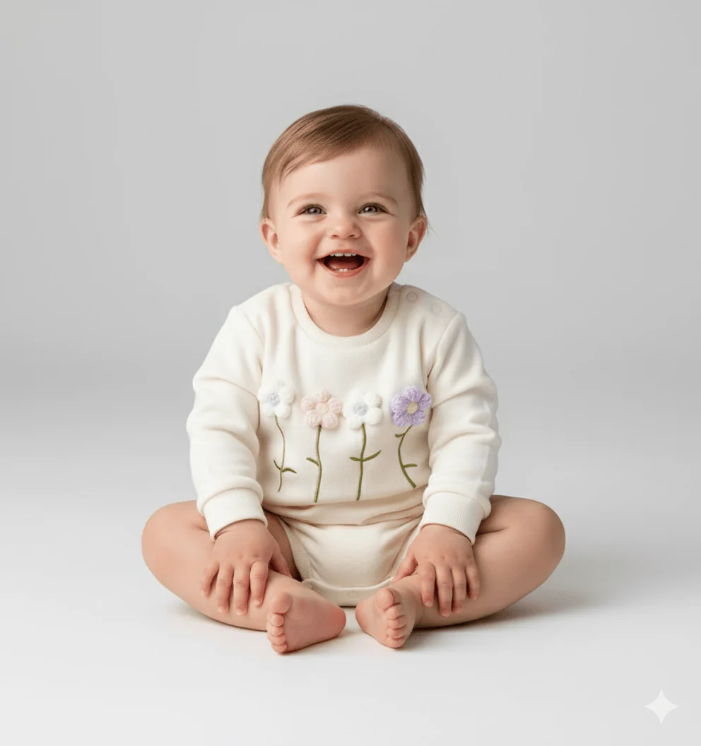 Wildflower Row 3D Floral Sweatshirt Romper - Image 2