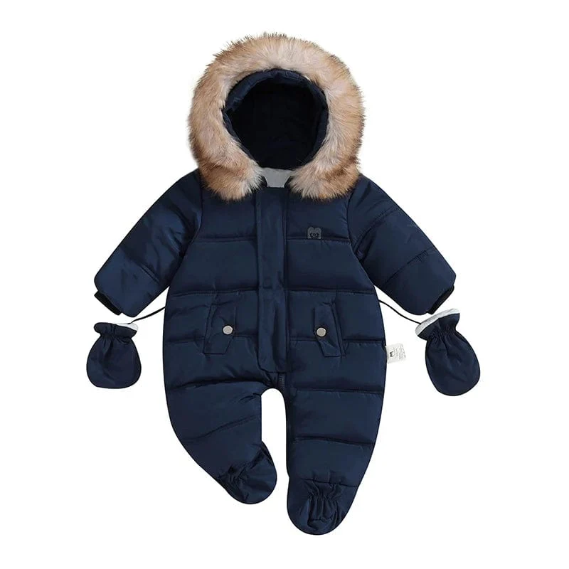 Winter Toddler Hooded Puffer Romper - Image 8