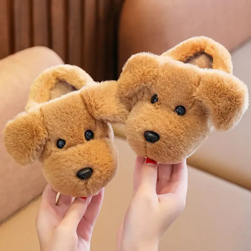 Winter Warm Cartoon Dog Kids Slippers - Image 4