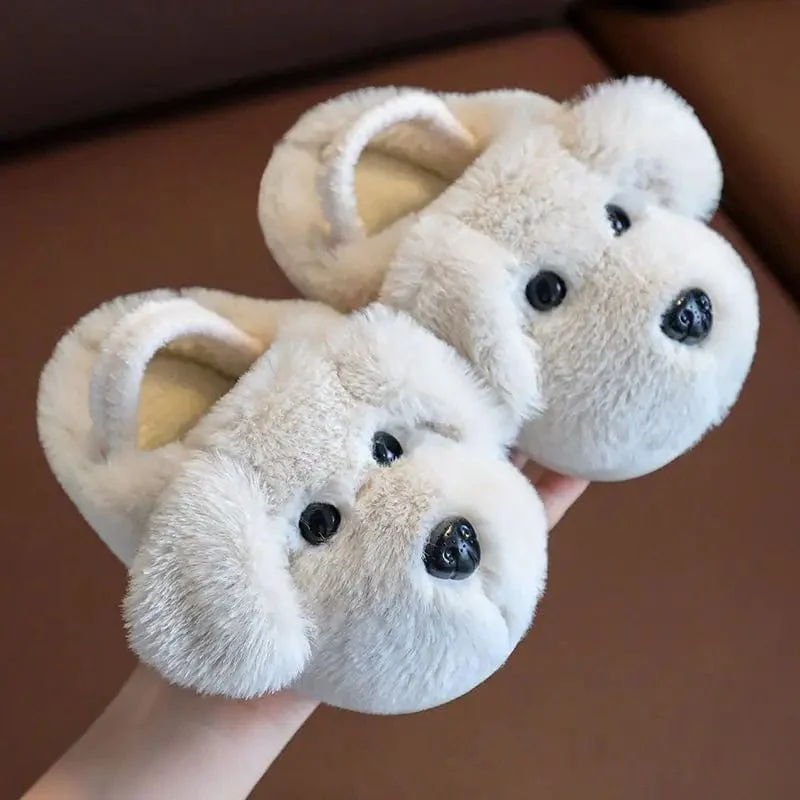 Winter Warm Cartoon Dog Kids Slippers - Image 9